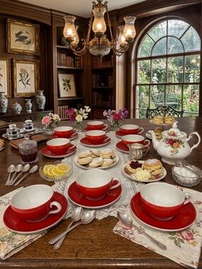 Vintage Red White Epiag Czechoslovakia teacup Saucer Set ceramic coffee cup
